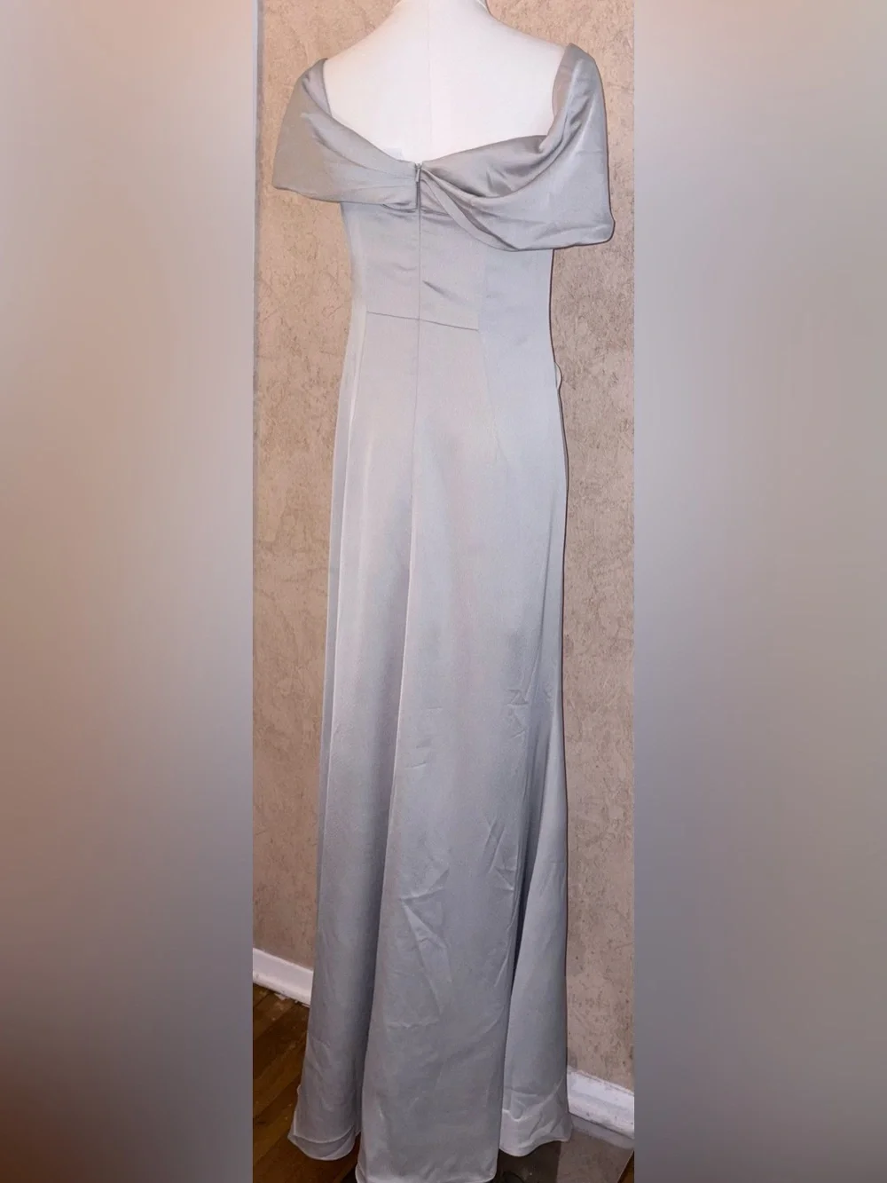 asos design Satin Evening Gown in Light Gray